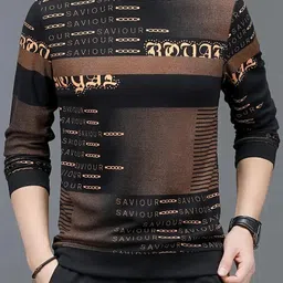 sti Men Printed Round Neck Polyester Brown T-Shirt image 4