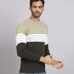 silvanus Men Woven Round Neck Multicolor Sweater image 3