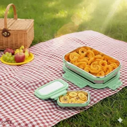 velora Steel Lunchbox for School/Collage/Office/Picnic 2 Containers Lunch Box image 5