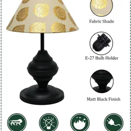 glowhere Golden Floral Metal Lamp – E27 Bedside Table Light for Bedroom & Living Room Table Lamp image 5