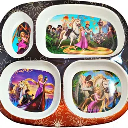 plateorzo Kids Melamine 4 sectioned Partition Plate with Attractive Kids design Sectioned Plate-picture-16