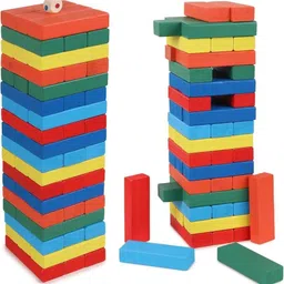 allsmiles toys Tumbling Tower 54-Pc Wooden Block Game image 3
