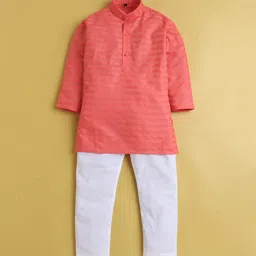 BAESD Boys Striped Mandarin Collar Long Sleeves Regular Kurta with Pyjama image 3