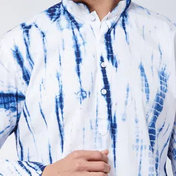 VASTRAMAY Abstract Dyed Mandarin Collar Pure Cotton Kurta with Trousers image 2