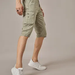 studio nexx Solid Men Light Green Casual Shorts image 3
