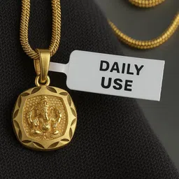 jiya Premium Gold-Finish Ganesh Ji Pendant with Delicate Chain Gold-plated Brass Locket image 2