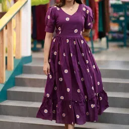 charvi fashion Women Gown Purple Ankle Length Dress-picture-31