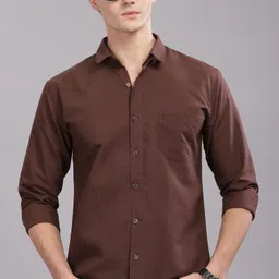 uzmax Men Slim Fit Solid Spread Collar Casual Shirt-picture-11