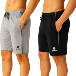 aargee Pack of 2 Solid Men Grey, Black Regular Shorts-picture-12