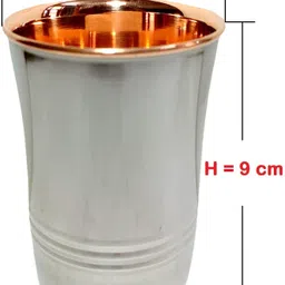 a & h enterprises Copper Steel Water Glasses Set Plain Design(220 ml Each) Set of 1 pc H17 Glass Set Water/Juice Glass image 2