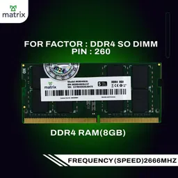 Matrix DDR4 DDR4 8 GB (Single Channel) Laptop (DDR4 8GB SO-DIMM RAM for Laptop) image 2