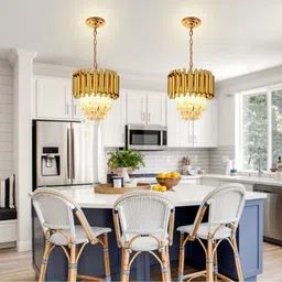 luxara Luxury 300mm Crystal Gold Polish Metal Colour Changing big size Jhumar Chandelier Ceiling Lamp image 2