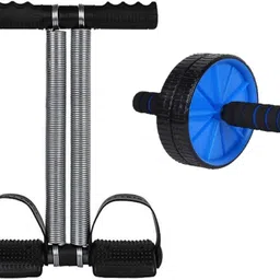 Double Spring Waist Trimmer with Double Wheel ABRoller for Exercises(Multicolor) Ab Exerciser-image-55