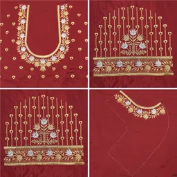 vivida enterprise Unstitched Pure Silk Blouse Material Embroidered-picture-10