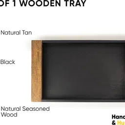 shay Large Wooden Box Tray for Serving | Black | Multipurpose Wood Tray Tray Serving Set image 2