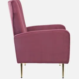 casacraft from pepperfry Carlton Velvet Fabric Lounge Chair in Wine Red Color image 5