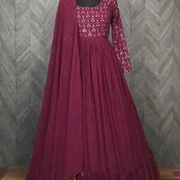 amrija fashion Georgette Stitched Anarkali Gown image 2