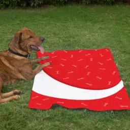 right Abstract Pattern- Medium Red & White Fabric Dog Blanket-picture-23