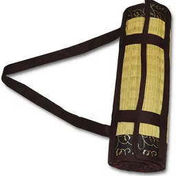 kala darshan crafts bazaar Happy Folding eco friendly Grass Mat Black 1 mm Yoga Mat image 2