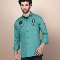 woxen Men Regular Fit Solid Spread Collar Casual Shirt image 5