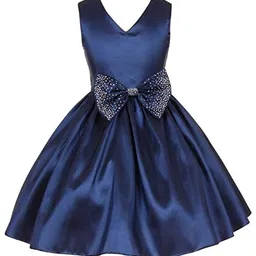 PINK WINGS Girls Taffeta Frock (Navy Blue) image 1
