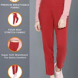 dollar missy Women Regular Fit Maroon Cotton Blend Trousers image 5