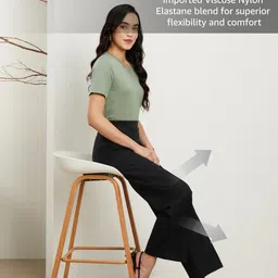 smartvision Women Slim Fit Black Lycra Blend Trousers image 5