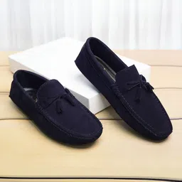 Blue Suede Leather Casual Loafers for Men (ITSUTA) Size 10 Loafers For Men-image-12
