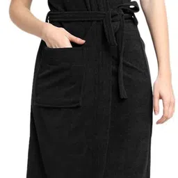 creeva Black Free Size Bath Robe image 1