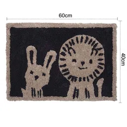 aazeem Brown Abstract Cotton 11x9 Inches AntiSkid Door Mats (2Pcs) image 3