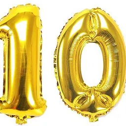 teple Printed [17" inch] Number 10 Foil Balloons, Kids Party Supplies, Theme Birthday Party, Foil Balloons, Birthday Balloons - Golden Balloon image 1