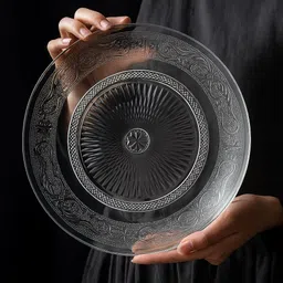 goldfinch 7 inch Crystal Clear Glass Fruit Dessert Plate- Snack Plate for Dining Dinner Plate image 5