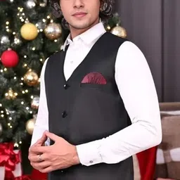 qtsy Solid Men Waistcoat image 3