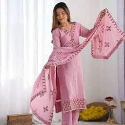 thebestbuyers Embroidered Kurta, Trouser/Pant & Dupatta Set image 1