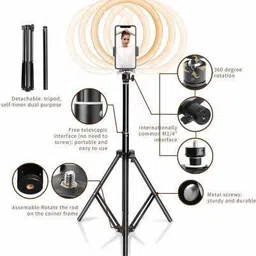 JAMMY ZONES Portable 10" Ring LED Light With 3 Brightness Mode Flash STAND TRIPOD 7ft J11 Ring Flash image 2
