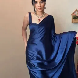 m5studio Solid/Plain Bollywood Satin Saree-picture-13