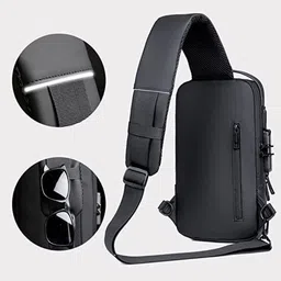 luziasa Black Men & Women Sling Bag Chest Sling Bag With USB Charging Bag & Anti-theft Water-Resistant Bags image 2