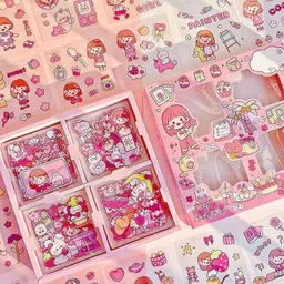 jaravik 8 cm Theme Kawaii Stickers -100 Sheets Cute Washi Stickers for Project, Sticker Set Self Adhesive Sticker image 2