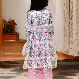 Fayon Kids Girls Printed Regular Pure Cotton Kurti with Palazzos & With Dupatta image 2