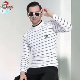 houseofcommon Men Self Design Round Neck White Sweater-picture-20