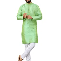 joshwa Men Self Design Jacquard Straight Kurta-picture-22