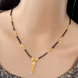 la meskey short mangalsutra in gold for women with 1 gram gold plating Brass, Alloy Mangalsutra-picture-28