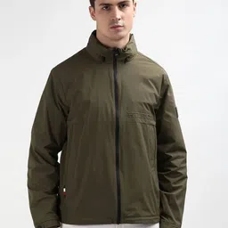 Tommy Hilfiger Embroidered Logo Regular Fit Nylon Jacket Printed Men Wind Cheater image 1