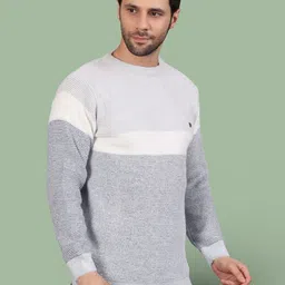 bamboo breeze Men Self Design Round Neck Multicolor Sweater image 3