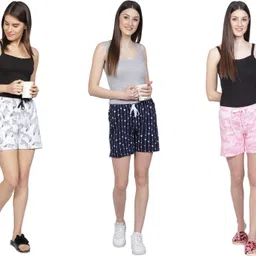 club a9 Pack of 3 Printed Women Multicolor Beach Shorts, Night Shorts, Regular Shorts, Running Shorts, Cycling Shorts image 4