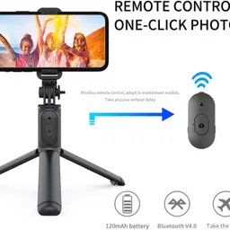 INDRAMANSHA Retractable Phone Tripod with Wireless Remote Control & Light Bluetooth Selfie Stick image 2