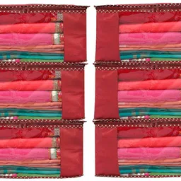 Viskri Set Of 6 Non Woven With Window Saree cover Wardrobe Organizer Clothes cover Polyester Laundry Bag-picture-32