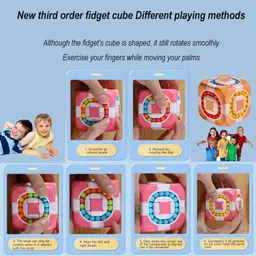 funablo Magic Cube 3x3 Rotating 2 in 1 Magic Bean Cube Children's Educational Puzzle image 2