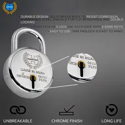 harrison Padlock 65mm 7 Lever with 3 Keys J-SUPREME-0672 Double Locking Pack of 2 Padlock image 4