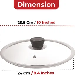 hazel Toughened Glass Lid with Steel Rim for Honeycomb Cookware 9.44 inch Lid, Pack of 1 image 3